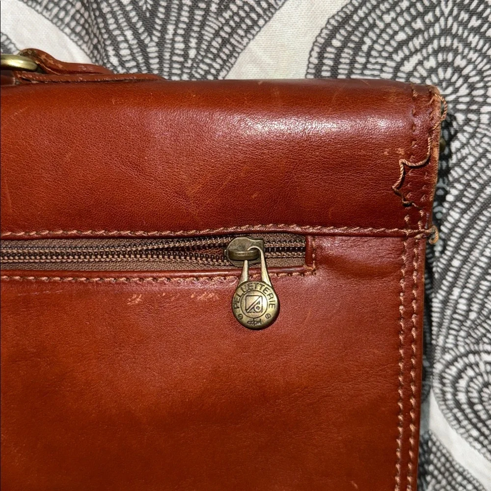 Adpel Vintage Distressed Cognac Brown Leather Briefcase